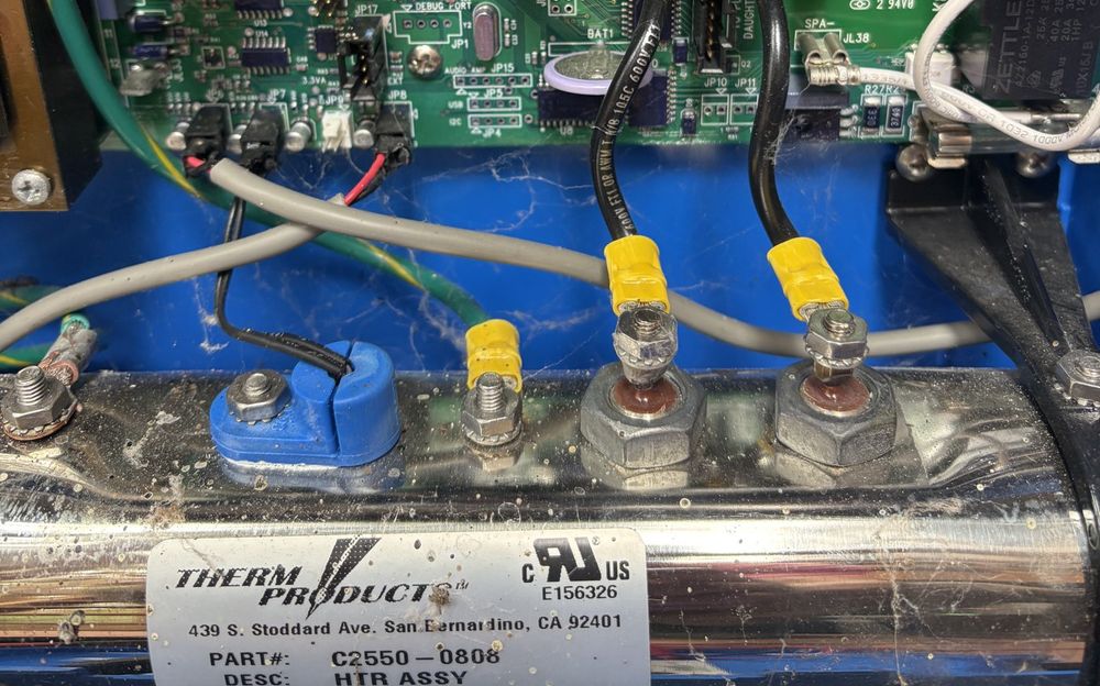 Spa control pack and heater assembly